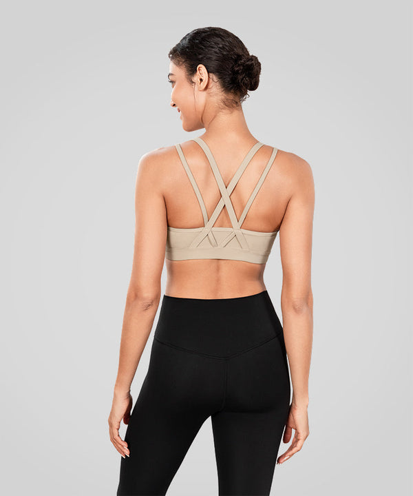 Echo Long Double Cross Straps Padded Yoga Bra | Women's Light Support Sports Bra