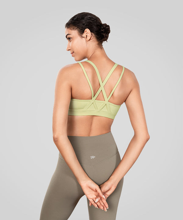 Echo Long Double Cross Straps Padded Yoga Bra | Women's Light Support Sports Bra