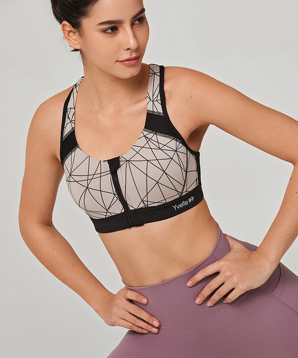 Enfold Zip Front Padded Running Bra | Women's High Support Sports Bra