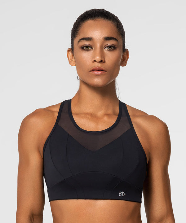 Power Mesh Racerback Padded Running Bra | Women's High Support Sports Bra