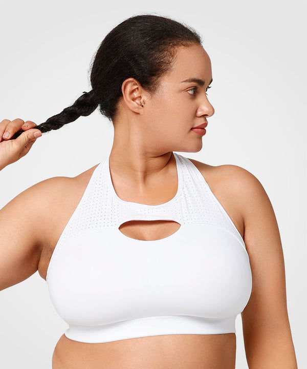 Enfold Hollow out Padded Running Bra | Women's High Support Sports Bra (Plus Size)