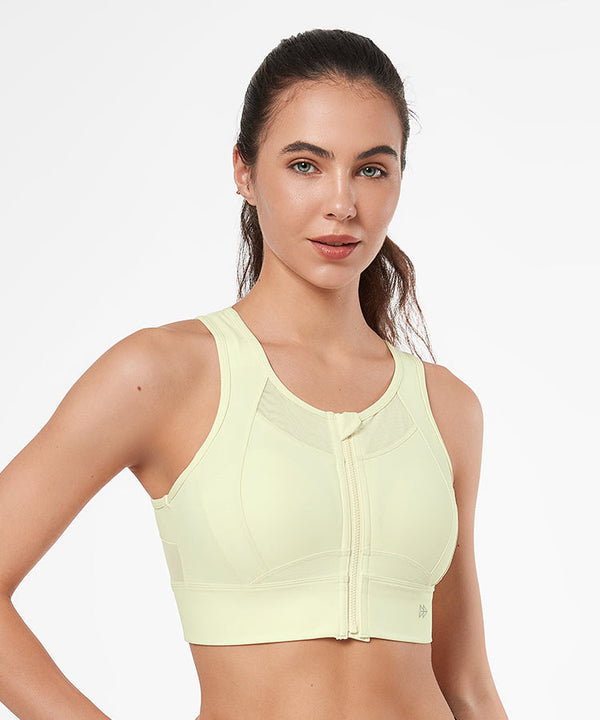 Sculpt Zip Mesh Racerback Padded Running Bra | Women's High Support Sports Bra