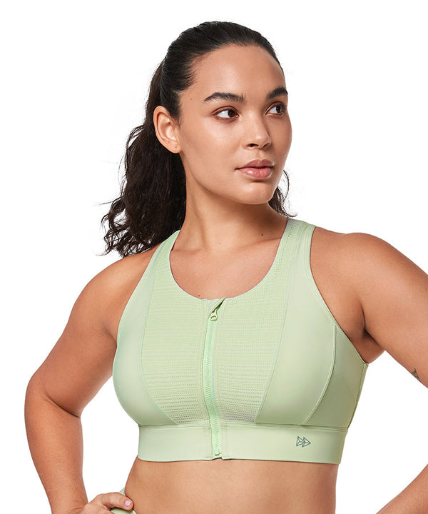 Echo Zipper Mesh Racerback Padded Running Bra | Women's High Support Sports Bra