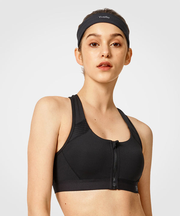 Enfold Zip Front Padded Running Bra | Women's High Support Sports Bra