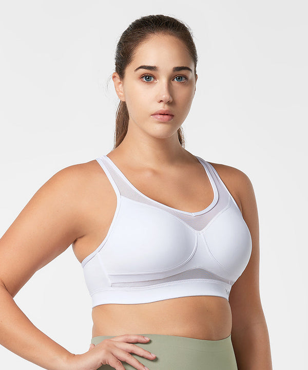 Shift Racerback Mesh Padded Running Bra | Women's High Support Sports Bra (Plus Size)