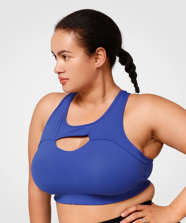 Enfold Hollow out Padded Running Bra | Women's High Support Sports Bra (Plus Size)