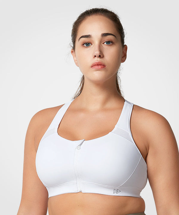 Enfold Zip Front Padded Running Bra | Women's High Support Sports Bra (Plus Size)