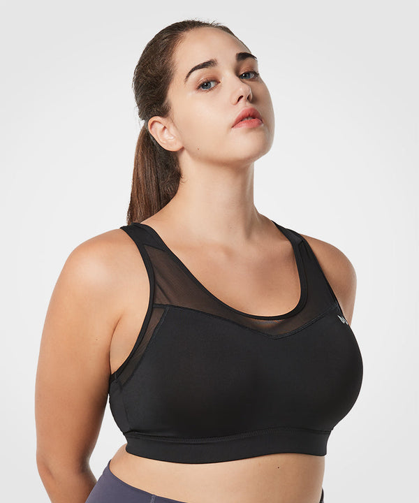 Shift Racerback Mesh Padded Running Bra | Women's High Support Sports Bra (Plus Size)