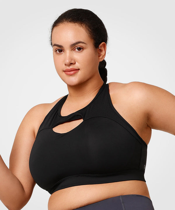 Enfold Hollow out Padded Running Bra | Women's High Support Sports Bra (Plus Size)