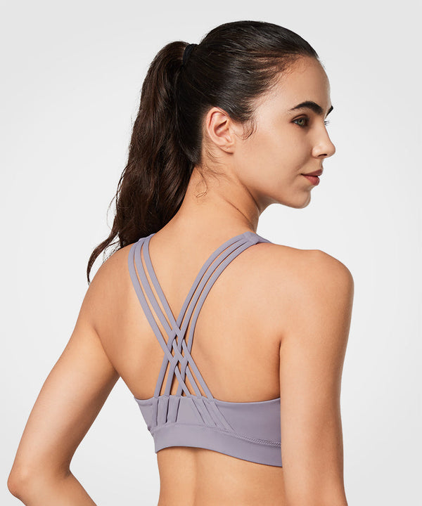 Power Zip Front Criss Cross Padded Running Bra | Women's High Support Sports Bra