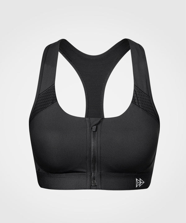 Enfold Zip Front Padded Running Bra | Women's High Support Sports Bra (Plus Size)